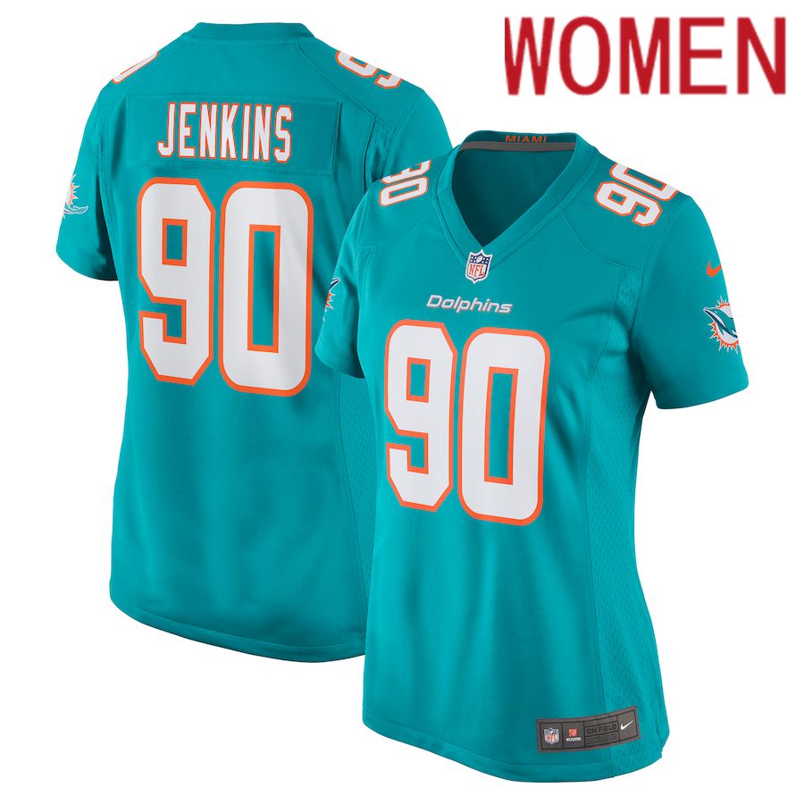 Women Miami Dolphins #90 John Jenkins Nike Green Game NFL Jersey->women nfl jersey->Women Jersey